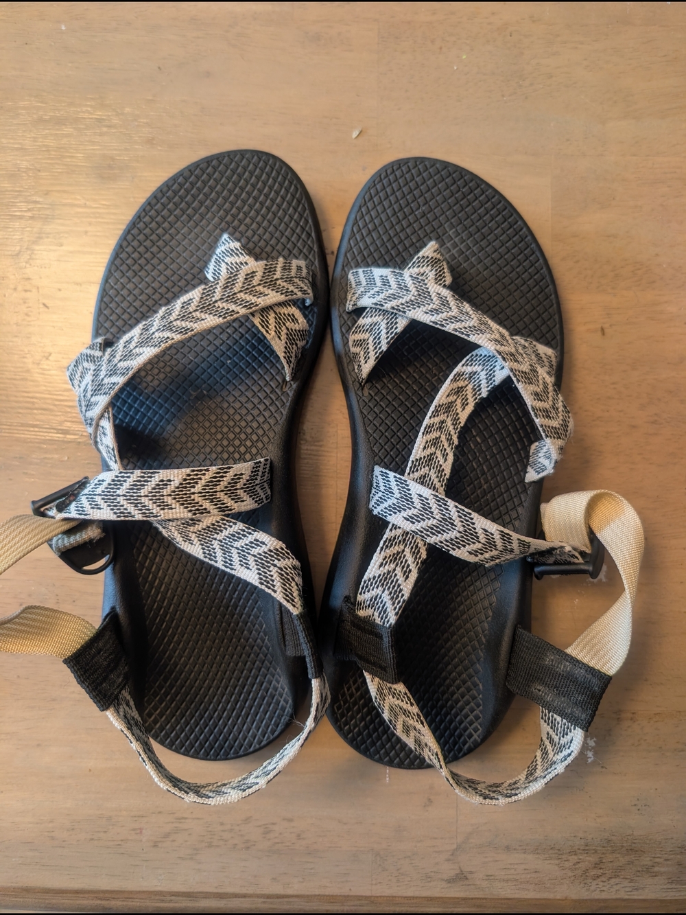Chaco Women’s Black Sandals with Ivory Chevron Straps